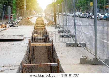 Engineering Works. Repair Of Urban Underground Communications. Laying Communications Underground. De