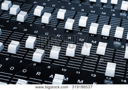 Control panel in a audio recording studio