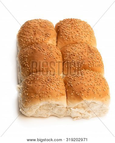 Wholemeal  Multiseeds Batch Rolls Isolated On White Batch Of Four