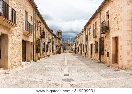 Typical Street In The Historical Town Of Pedraza. Segovia. Spain.