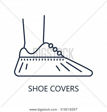 Shoe Covers Icon. Protective Medical Covers. Sign Isolated On White. Vector Illustration In Line Sty