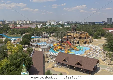 Evpatoria, Saki District, Crimea, Russia - July 21, 2019: Waterpark Near Lukomorye In The Resort Cit