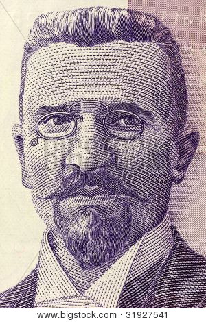 SERBIA - CIRCA 2005: Stevan Stojanović Mokranjac (1856-1914) sulla banconota 50 Dinara 2005 dalla Serbia.