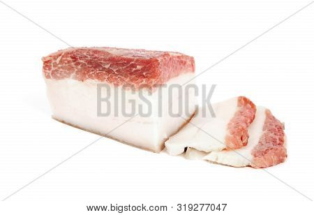 Cut Pork Fatback With Rind Isolated On White