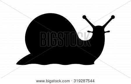 Snail Graphic Icon. Snail Symbol. Snail Black Silhouette Isolated On White Background. Logo. Vector 