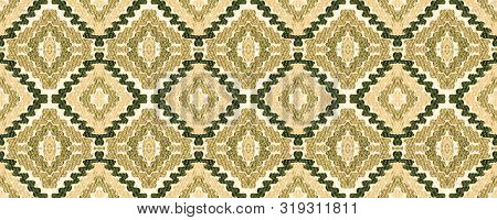 Aztec Geometric Textile Border Watercolor Hand Drawn Textile. Creative Navajo Ikat Background. Allov