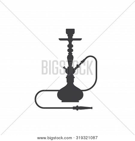 Sisha Icon Isolated On White Background. Hookah Black And White Flat Style Sillhouette Illustration.