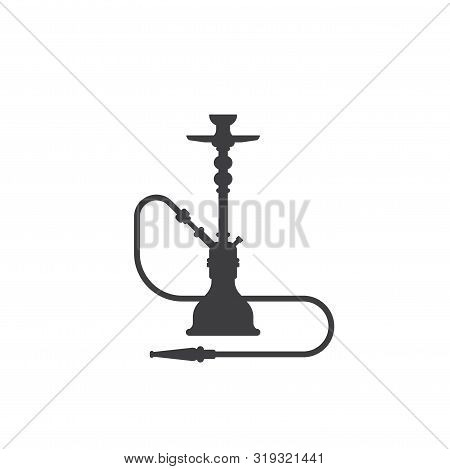 Sisha Icon Isolated On White Background. Hookah Black And White Flat Style Sillhouette Illustration.