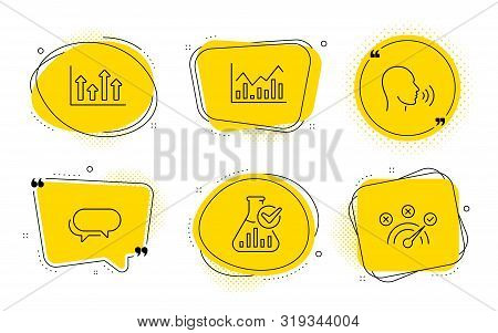 Human Sing, Chemistry Lab And Correct Answer Signs. Chat Bubbles. Upper Arrows, Infochart And Messen