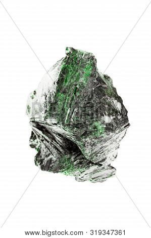 Large Green Natural Crystal Mineral On White Background