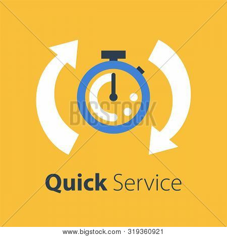 Fast Time, Stop Watch Speed, Quick Delivery, Express And Urgent Services, Deadline And Delay, Vector