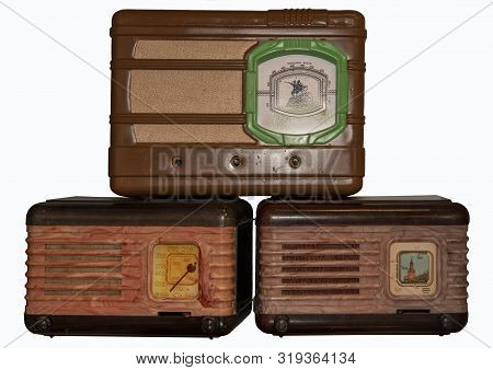 Mid 20th Century Radio Receiver - Isolated On White