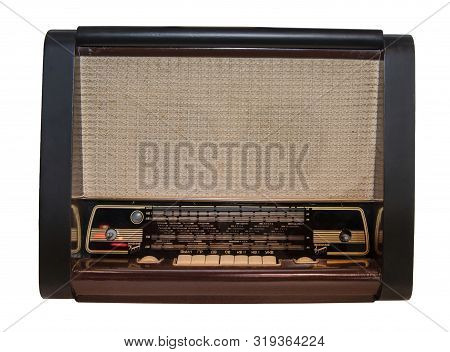 Mid 20th Century Radio Receiver - Isolated On White