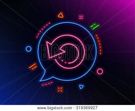 Recovery Info Line Icon. Neon Laser Lights. Backup Data Sign. Restore Information Symbol. Glow Laser