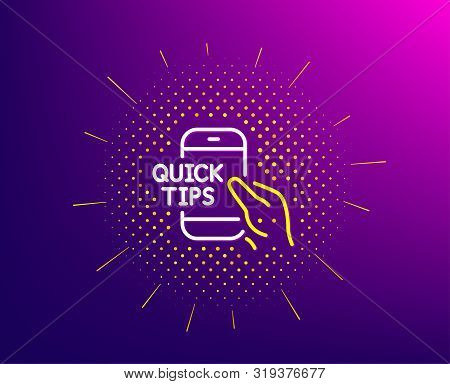 Quick Tips On Phone Line Icon. Halftone Pattern. Helpful Tricks Sign. Internet Tutorials Symbol. Gra