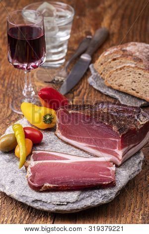 South Tyrolean Speck On Granite With Wine