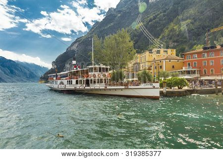 Lake Garda, Italy, Europe, August 2019, A View Of The Vintage Paddle Steamer Ship Italia