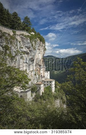 Spiazzi, Italy, Europe, August 2019, The Sanctuary Of Madonna Della Corona Church