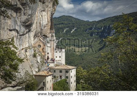 Spiazzi, Italy, Europe, August 2019, The Sanctuary Of Madonna Della Corona Church