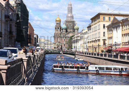 Russia, St. Petersburg, June 29, 2019: The Cathedral Of The Resurrection Of Christ On The Blood Duri