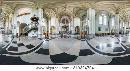 Lviv, Ukraine - August 2019: Full Spherical Seamless Hdri Panorama 360 Degrees Inside Interior Of Go