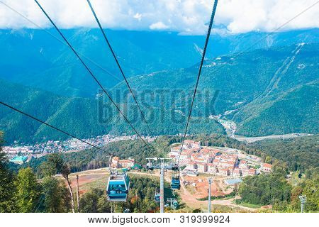 Ropeway On Top Roza Peak. Sochi, Krasnodar Krai, Russia