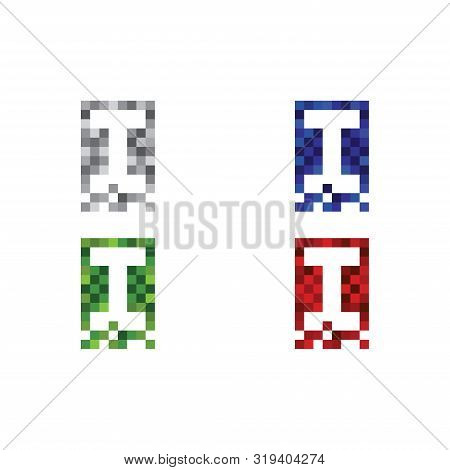 Set Of The Business Corporate Colorful Letter I  Logo Design Vector Logotype For Technology. Pixel S