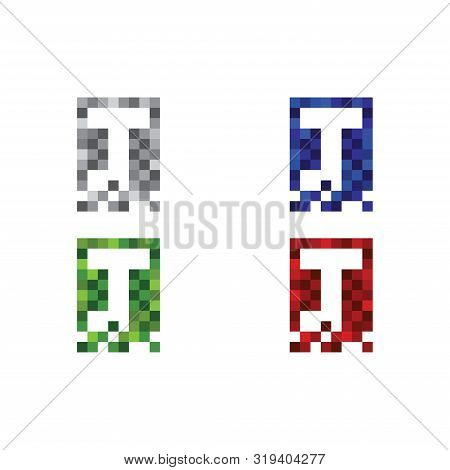 Set Of The Business Corporate Colorful Letter J  Logo Design Vector Logotype For Technology. Pixel S