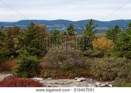 The Colors Of Autumn Are Beginning To Apepar On The Top Of Moosic Mountain In Scranton, Pennsylvania