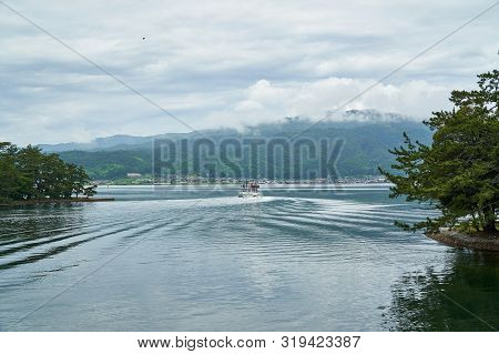 Amanohashidate,japan - July 9,2019 : Amanohashidate Boat In The Sea