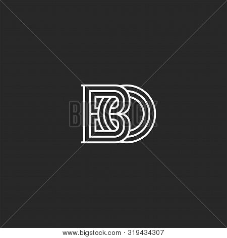 Interweaving Of Two Letters B And O Creative Linear Monogram Bo In Medieval Thin Line Styles