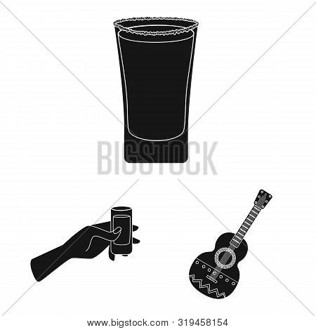 Vector Illustration Of Carnival And National Sign. Set Of Carnival And Tequila Vector Icon For Stock