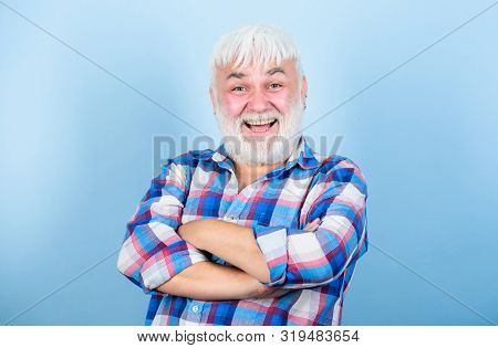 Cuts And Styles. Barber And Hairdresser. Male Fashion. Health Care. Happy Old Granpa. Mature Bearded