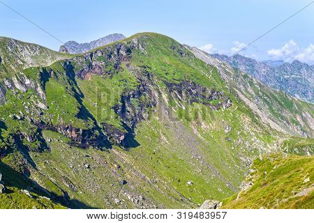 Mountain Summer Landscape In Fagaras, Romanian Carpathians. Typical Fagaras Alpine Crest Landscape I