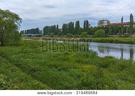Plovdiv, Bulgaria - May 7, 2018: The Maritsa River, Passing Through The City Of Plovdiv, Bulgaria