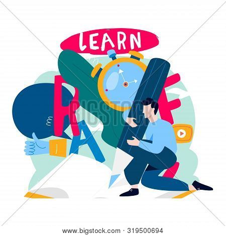 Education, Distance Education, Internet Studying, E-learning Flat Vector Illustration. Online Classe