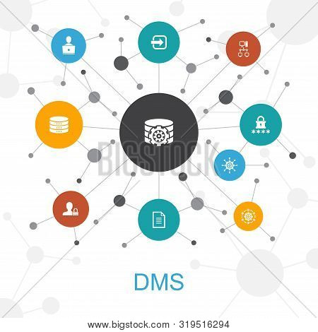 Dms Trendy Web Concept With Icons. Contains Such Icons As System, Management, Privacy, Password