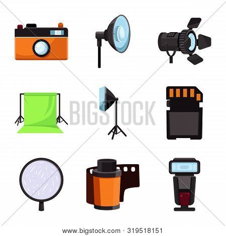 Vector Design Of Studio And Photo Symbol. Collection Of Studio And Equipment Stock Symbol For Web.