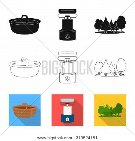 Vector Design Of Tourism And Excursions Logo. Collection Of Tourism And Rest Vector Icon For Stock.