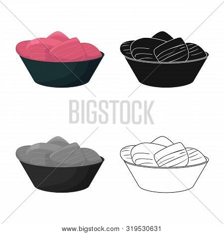 Vector Illustration Of Ginger And Sushi Logo. Collection Of Ginger And Pickled Stock Vector Illustra