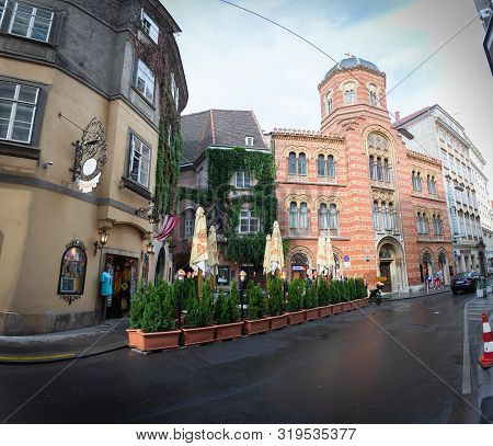 Vienna, Austria - July 13, 2019: One Of The Oldest Restaurants In Vienna, Griechenbeisel In Which Th