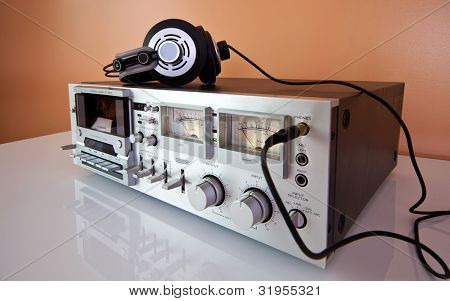 Vintage registratore a Cassette Stereo tape deck o player con le cuffie