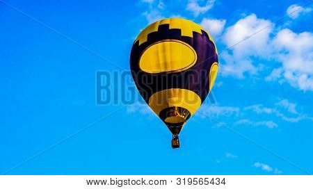 Hot Air Balloon Ride . Romance Of The Flight . Hot Air Balloon Ride . Hot Air Balloons Flies In Blue