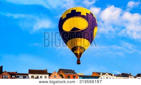 Hot Air Balloon Ride . Romance Of The Flight . Hot Air Balloon Ride . Hot Air Balloons Flies In Blue