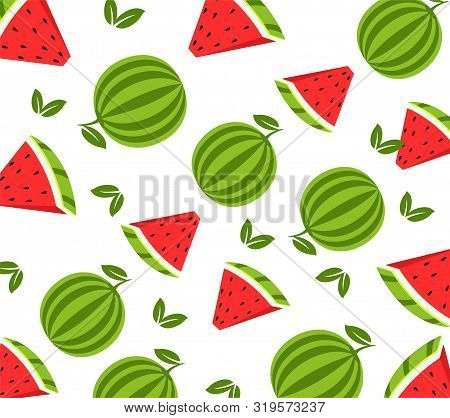 Watermelon Seamless Pattern Design Icon Vector Stock