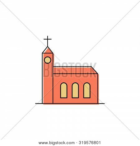 Church Building Vector Icon Symbol Christian Isolated On White Background