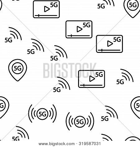 5g Fast Network, Connection To Website Vector Seamless Pattern Illustration