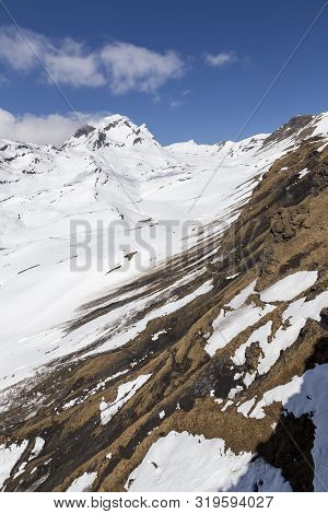 Alps Mountain At Grindelwald Switzerland , Looking From Sky Cliff Walk On First Peak