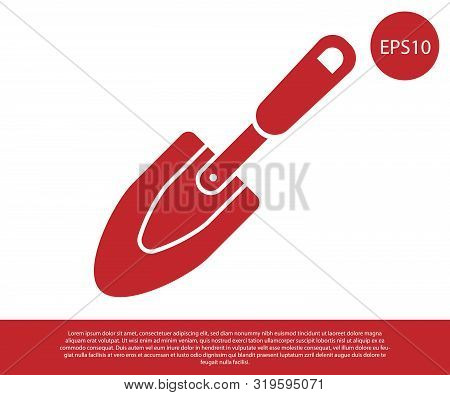 Red Garden Trowel Spade Or Shovel Icon Isolated On White Background. Gardening Tool. Tool For Hortic