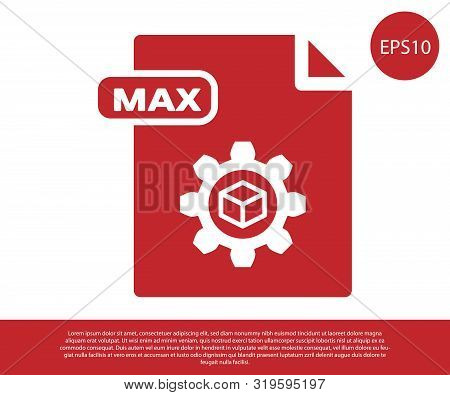 Red Max File Document. Download Max Button Icon Isolated On White Background. Max File Symbol. Vecto